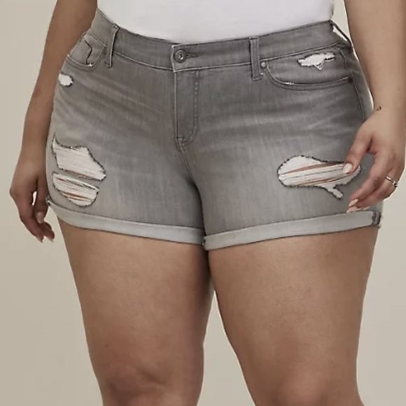 torrid Pants - New Torrid Shortie Shorts Denim Jean size 22 Gray Distressed
